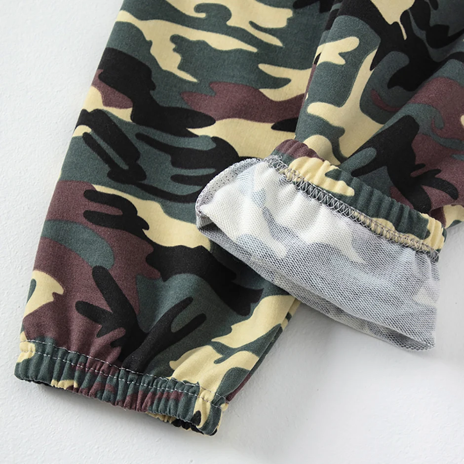 Kinder Multi-color Camouflage Coole Hübsche Sport Hosen Jungen Freizeit Training Harun Hosen Mädchen Joker Elastische Taille Hosen – Detail 12