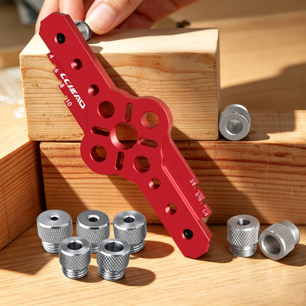 Aluminum Alloy Adjustable Center Punch Guide with Edge Scribing,Multi-Size Bushing Compatibility for DIY Enthusiasts