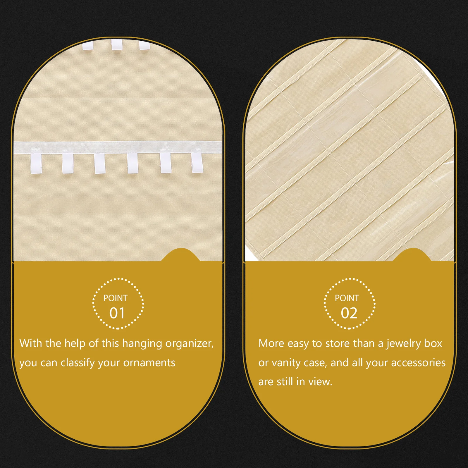 

Dual Side Hanging Jewelry Organizer Bag Large Storage Pouch for Necklaces Earrings Rings Home Decoration Display