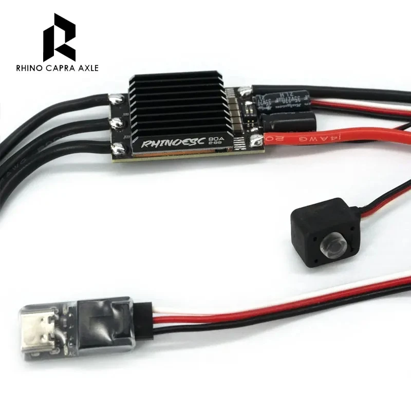 Rhino ESC Crawler AM32 80A ESC 2-8S BEC 10A 5.2/6.0/7.4/8.2V Regulowany dla 1/8 1/10 Skala lub mniejszych samochodów RC Akcesoria do zabawek