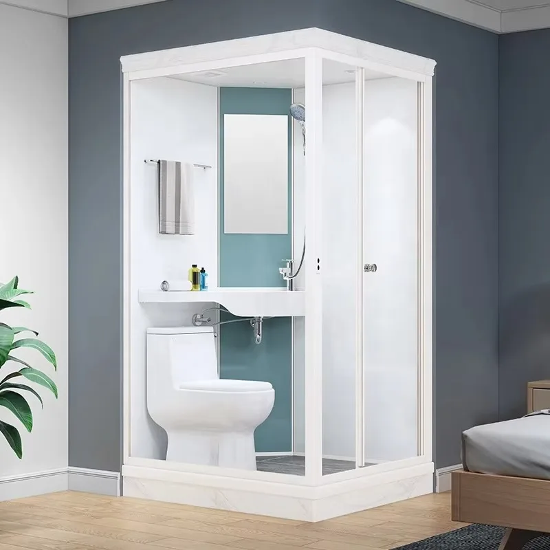 

Nice Modern Design Portable Prefabricated Square Corner Integrated Shower Unit Modular Prefab Bathroom Pod Toilet