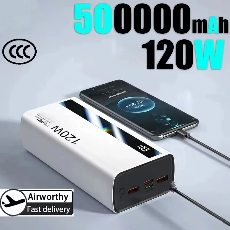 

XIAOMI 50000 мАч Power Bank 120 Вт Быстрая зарядка Портативное зарядное устройство большой емкости Moblie Powerbank для iPhone Samsung Huawei