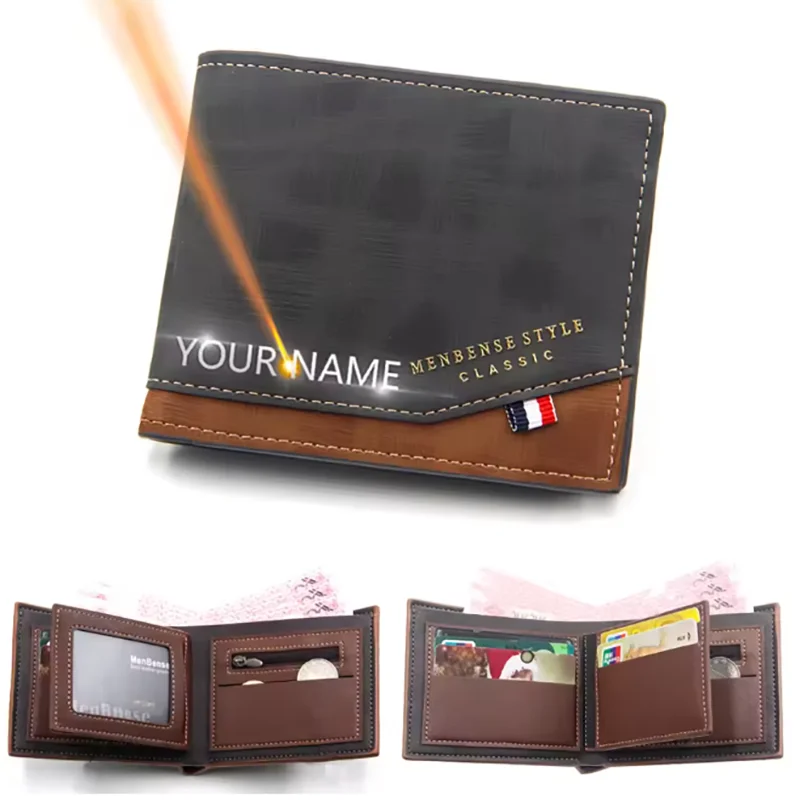 Free Engrave Coin Pocket Small Wallet Card Holder Frosted Men Purses Personalized Custom Name Gift for Christmas Men Wallets