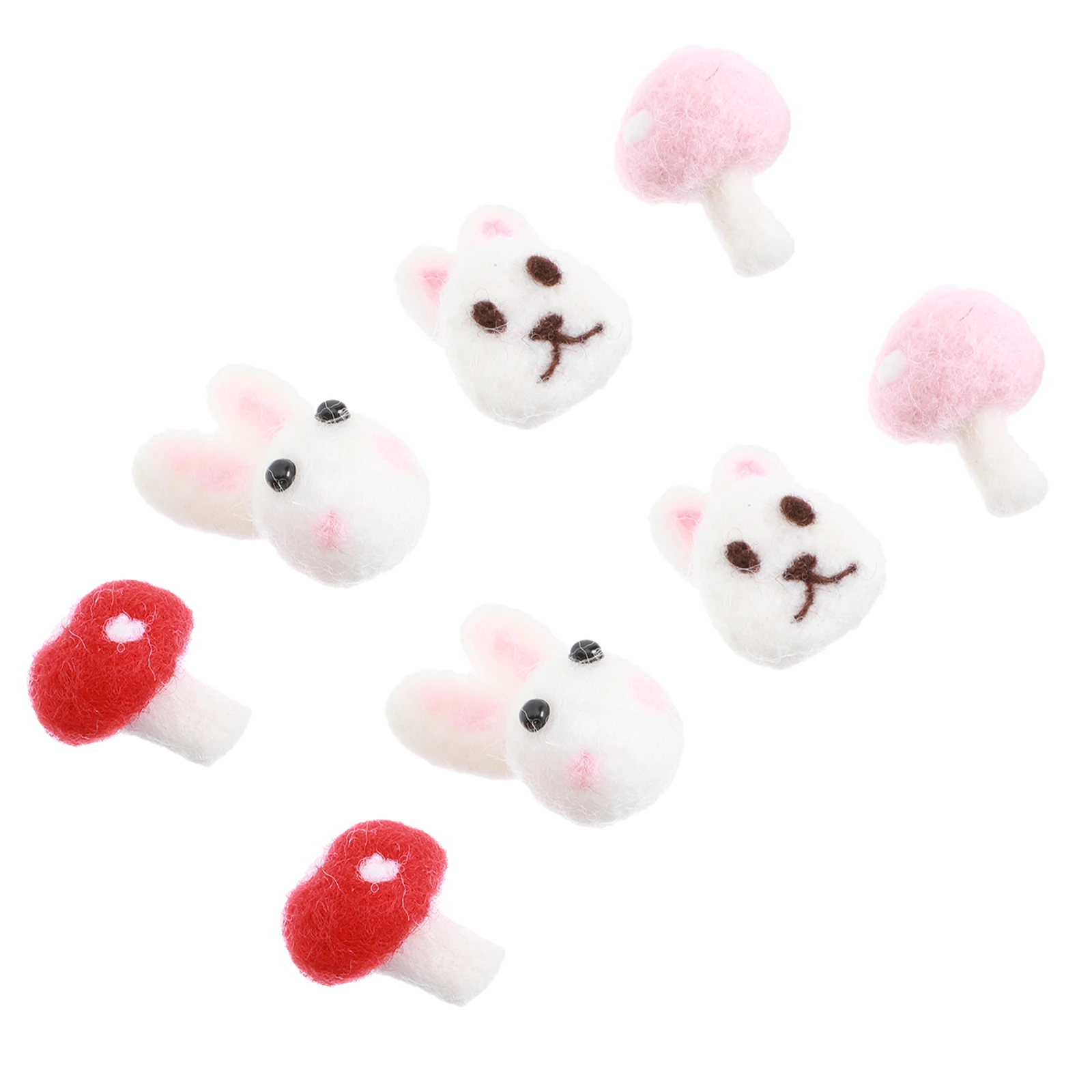 

8pcs Mushroom Rabbit Decoration Wool Felt DIY Clothes Accessories Easter Toys Headdress Favors Sewing Materials Craft Decor