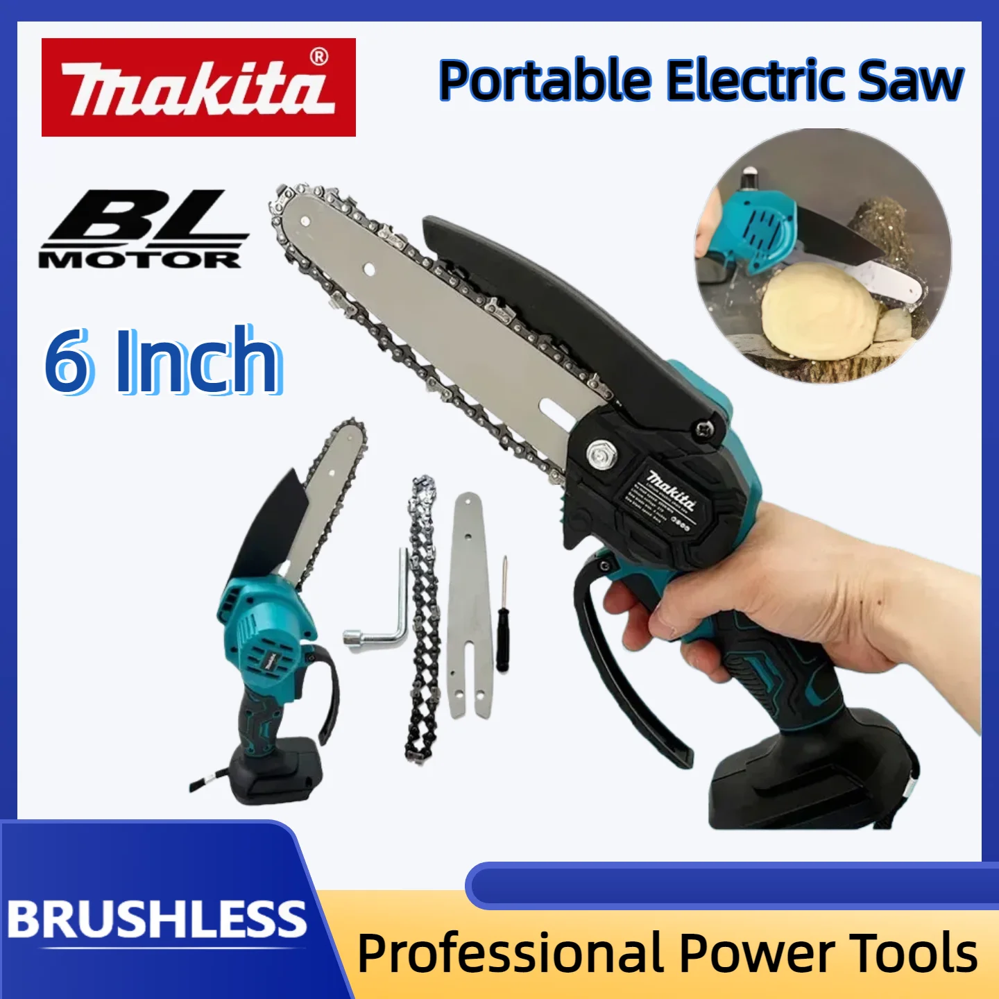 

Makita 6 Inch Chain Saw Cordless Chainsaw for Woodworking Electric Saw Handheld Portable Wood Logging Chainsaw Power Tools
