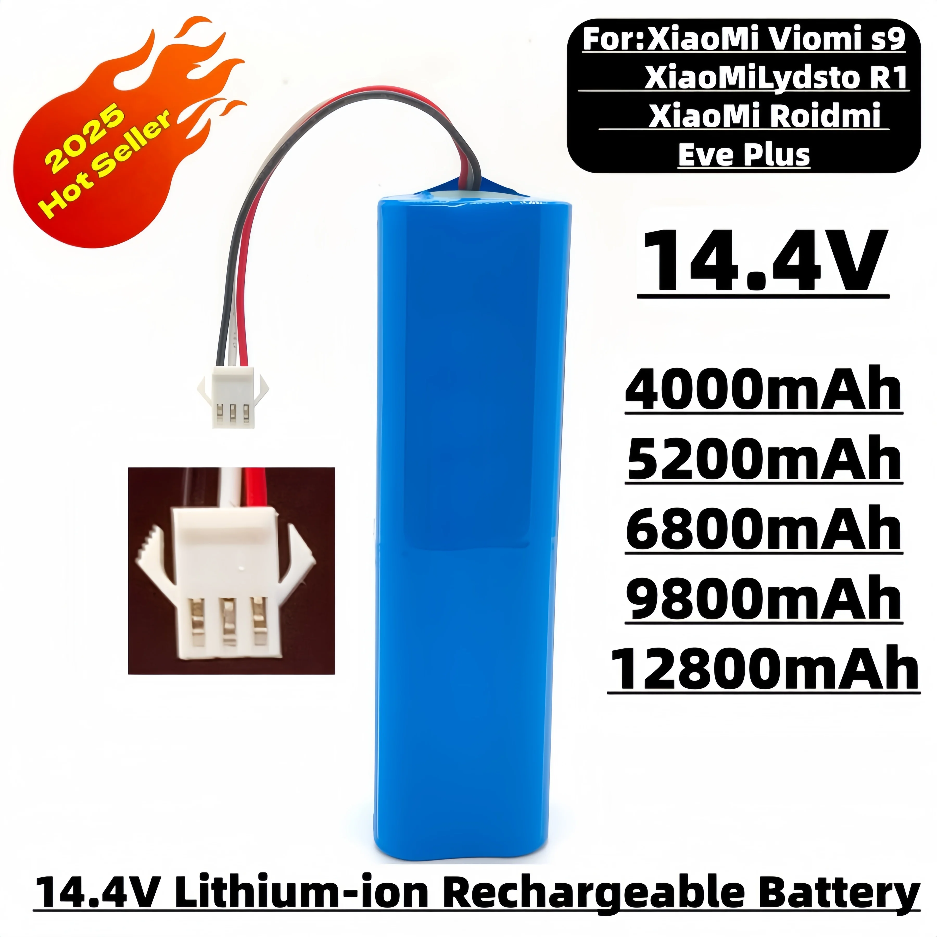 

Литий-ионный аккумулятор 14,4 В-12,8 Ач для Xiaomi Lydsto R1 Viomi S9 Roidmi Eve Plus, робот-пылесос, аккумулятор 18650, литий-ионный аккумулятор