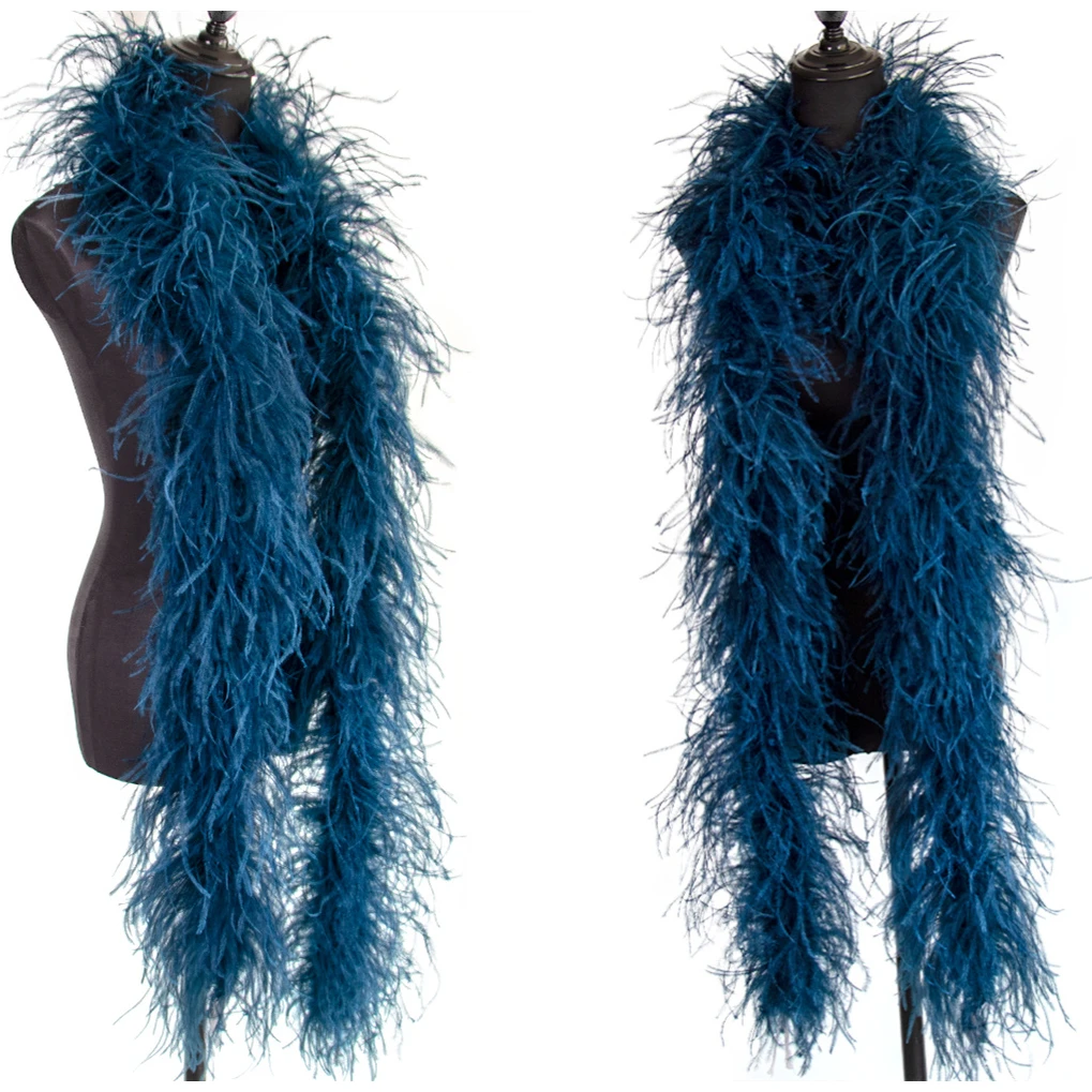 2Meters (6Ply 10Ply 12Ply)Ostrich Feathers Boa Navy Fluffy Ostrich feather Scarf Costume Decorative Accessories Customized Dress