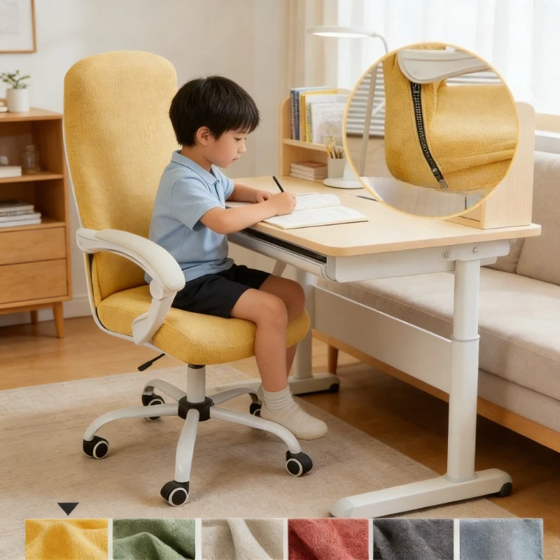 Chenille Fabric Solid Color Office Chair Covers Elastic Computer Chair Slipcover Rotating Anti-dirty Gaming Armchair Cover 1PC