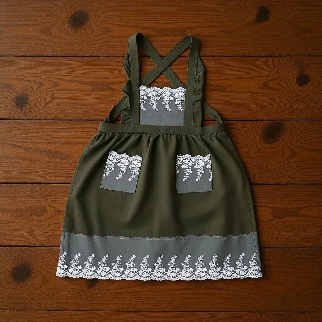 

Lace Apron for Women Adjustable Vintage Full Coverage Cottagecore Baking Kitchen Crossback Apron with Pockets Feminine Ruffle