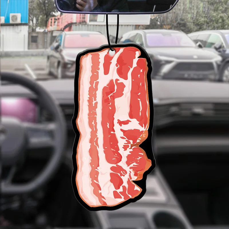 Creative Bacon Air Freshener Carnivore Hilton (Hotel Scent) Car Fragrance Tablets, Wardrobe Air Freshener, Perfume, Rearview Mirror Decoration, Car Interior Hanging Ornament, Natural Scent Air Purifier, Anime Cartoon Toilet Scent Sachet, Living Room Office Room Bedside Hanging Decoration
