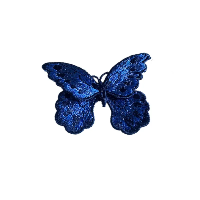 3Ps Blue 3d Butterfly Embroidery Patches For Clothing DIY Animal Embroidered Patch Appliques For Jeans Dress jackets decoration