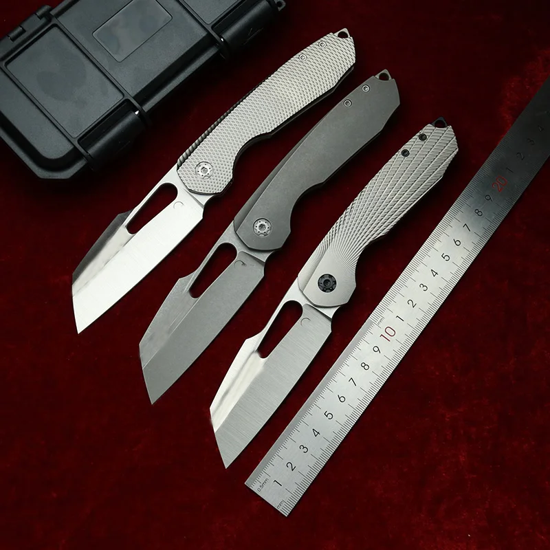LEMIFSHE Made STR Titanium Handle 154CM Ceramic Bearing Pocket EDC Tool Kitchenware Fish Hunting Camping Outdoor Folding Knife
