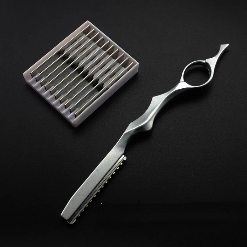 Hair Cutting Razors Alloy Handle Thinner Thinning Razors Blade Straight Salon Hairdressing Razors Stick Rotary Hair Cutter Knife