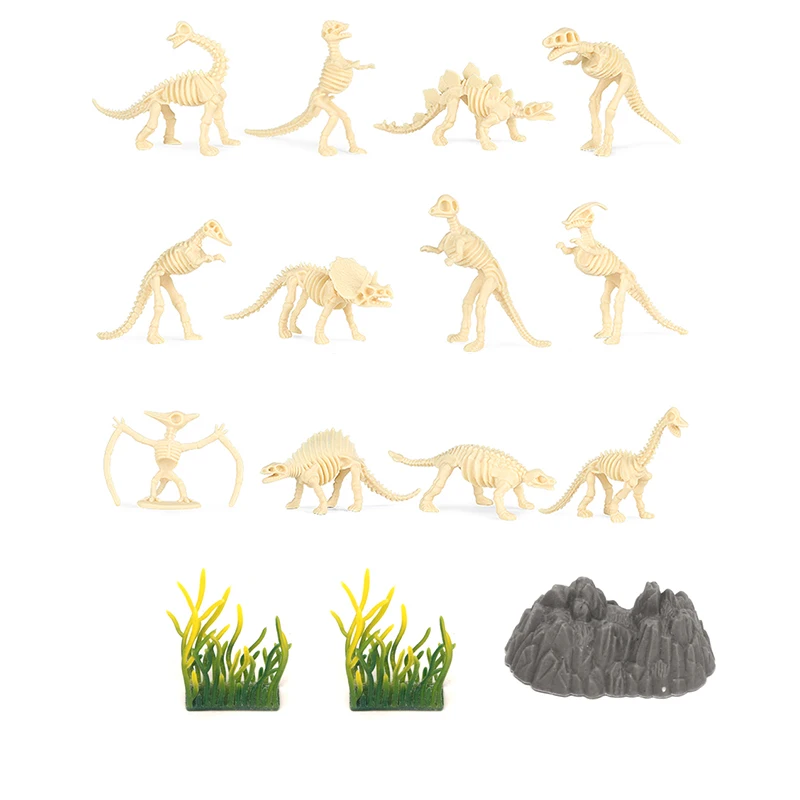 Miniature dinosaur fossil model set, children's toy set, realistic dinosaur model ornaments and decorations.