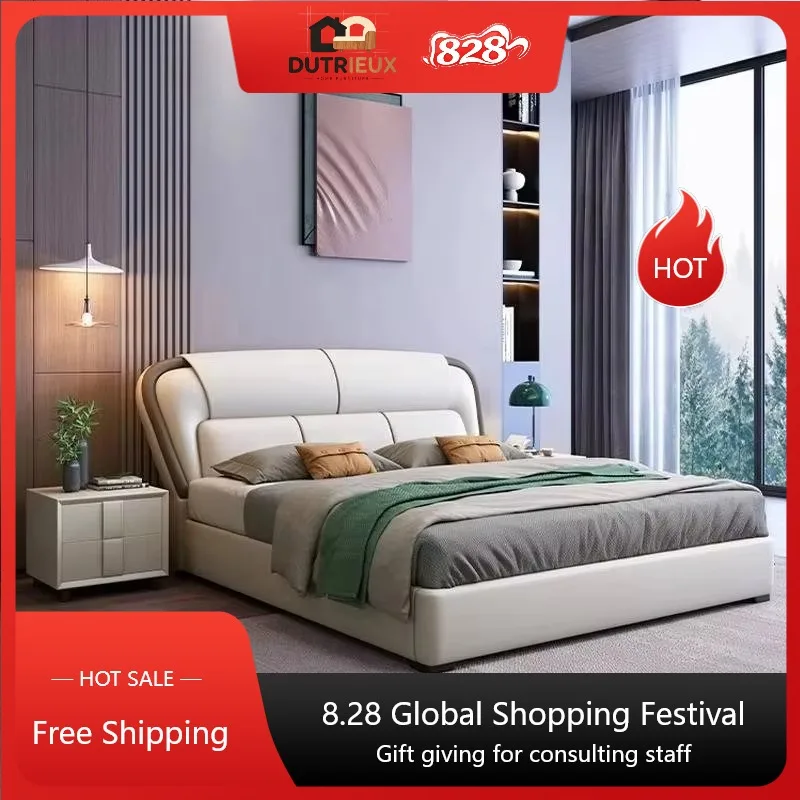 Upholstered Mattress Double Bed Luxury Organizer Wooden Monster Double Bed Queen Headboards Letto Matrimoniale Home Furniture