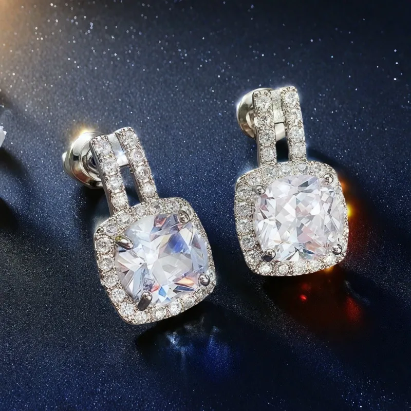 Japan-Korea Cross-border Simple Round Diamond Zircon Stud Earrings, Internet-famous INS Style Bestselling Copper-Inlaid