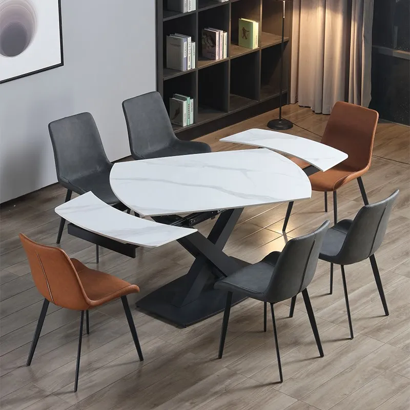 

Multifunction Home Furniture Dining Table Kitchen Elegant Tables Service Marble Reception Chairs Extendable Muebles Luxury