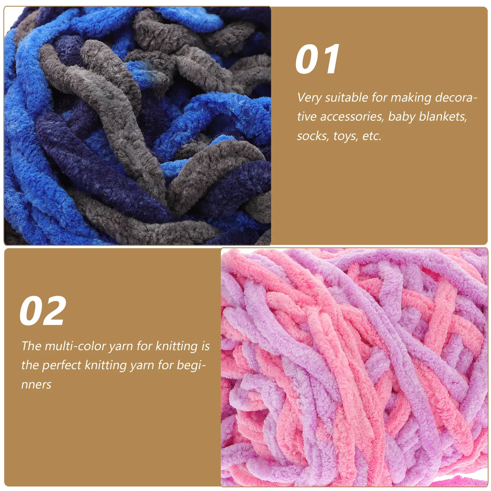 

6 Rolls Thick Chunky Yarn for Knitting and Crocheting Cotton Blend Acrylic DIY Knitting Thread Decorative Accessories