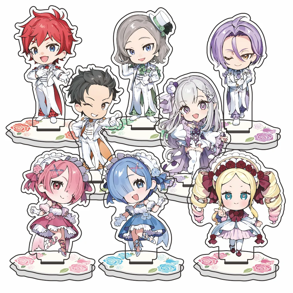 Re:Zero Emilia Rem Ram Beatrice Subaru Natsuki Reinhard Felt royal rose 2026 new Re0 Acrylic Stand Anime Figure keychain