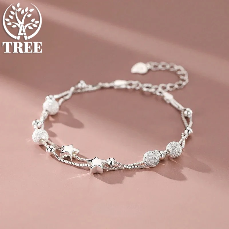 

ALITREE 925 Sterling Silver Beautiful Stars Bracelets for Women Korean Fashion Designer Party Wedding Jewelry Holiday Gifts