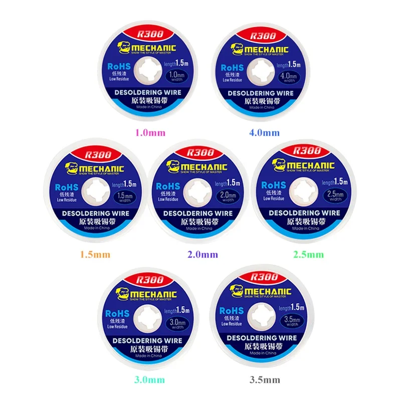 ช่าง R300 Desoldering Wire Braid 1/1.5/2/2.5/3/3.5/4 มม.เชื่อมดีบุก Sucker Wick Wire Solder Remover สําหรับ PCB BGA ซ่อม