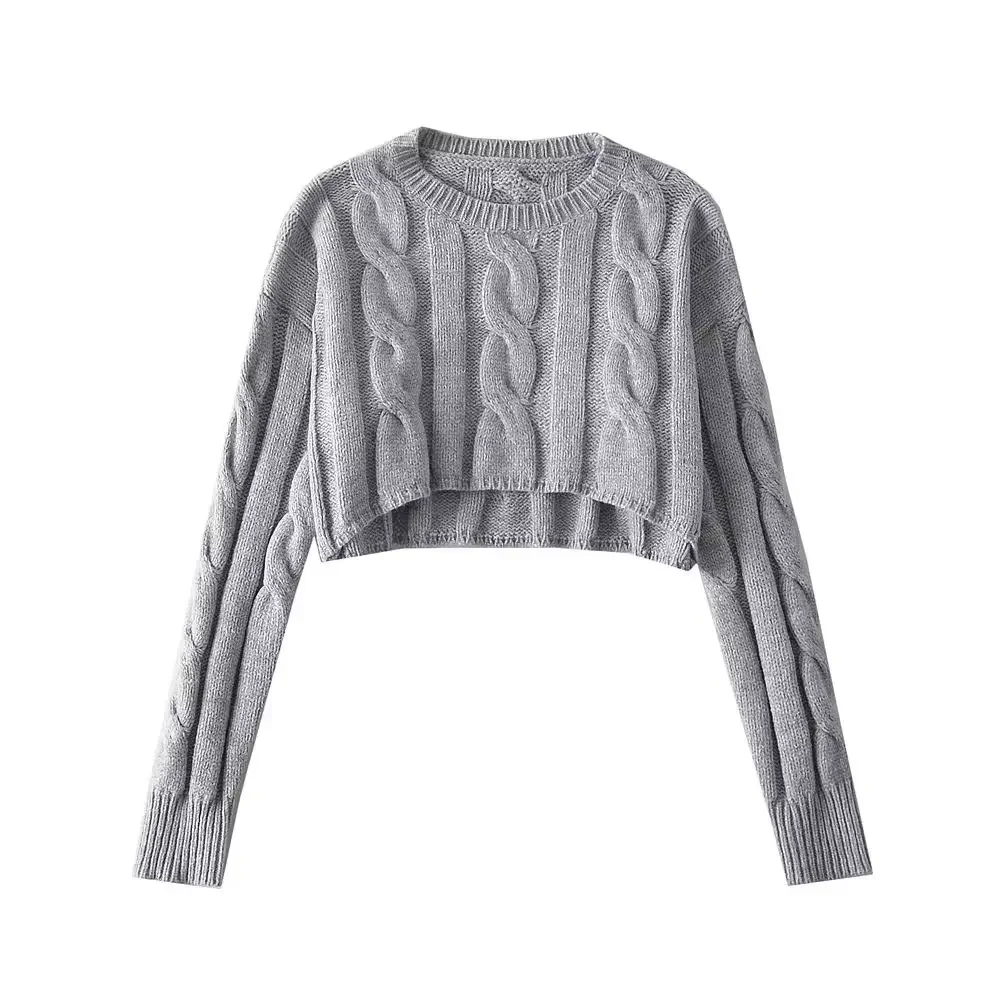 Top de manga larga, ropa vintage de invierno para mujer, suéter de punto 2025, suéter de moda coreana para mujer, jersey holgado recortado de muy buen gusto para otoño