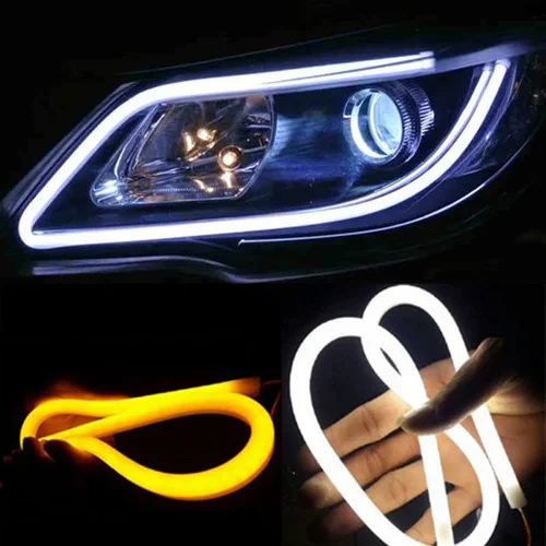 Lámpara LED de señal de giro Universal de Gel de sílice para coche, luz de circulación diurna automática, DRL, estilo de coche, modificación de coche DIY, 12V, 2 uds.