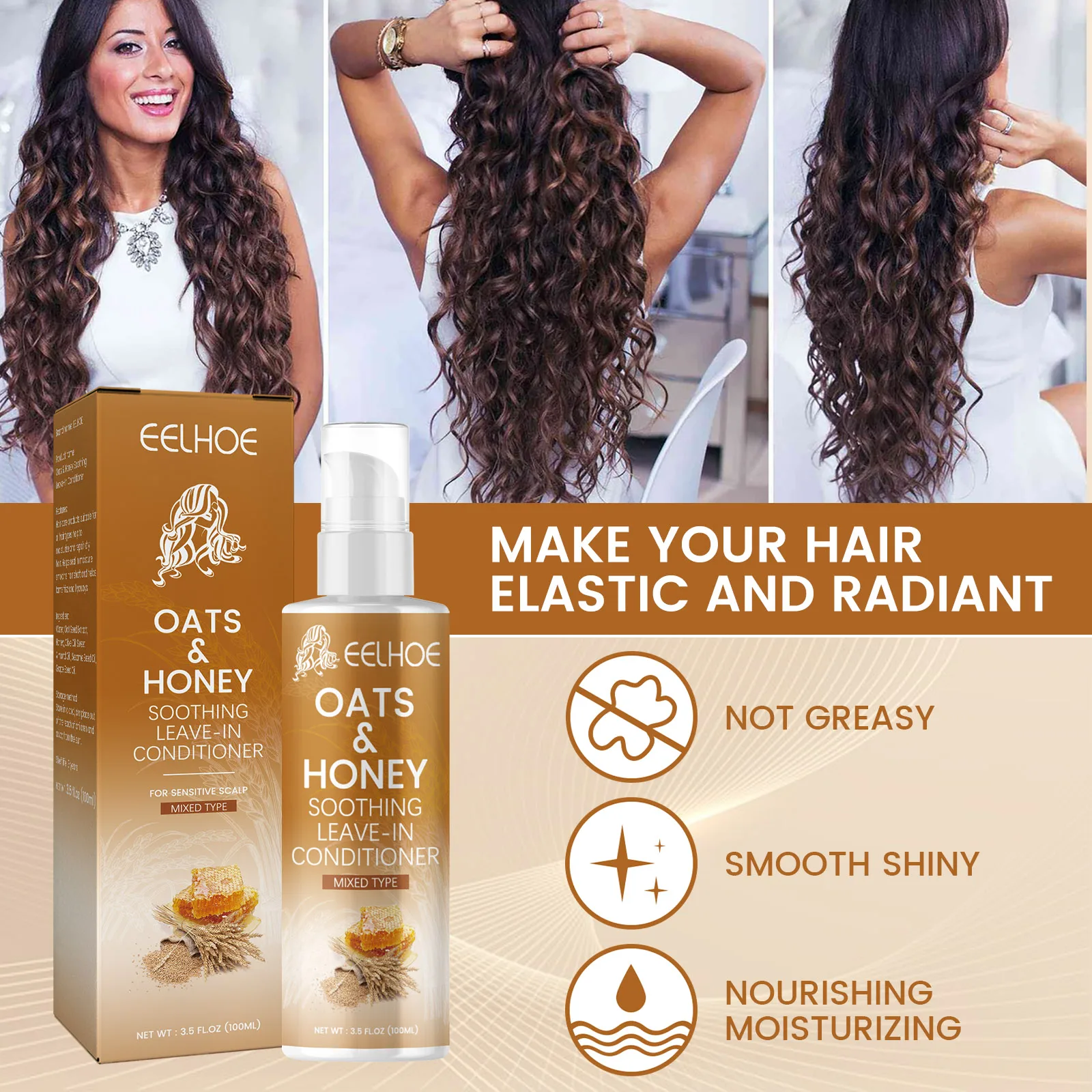 Oat Honey Hair Conditioner Without Washing Improve Frizz Nourish Repair Damaged Hair Soft Fluffy Non Sticky Hair Care Product