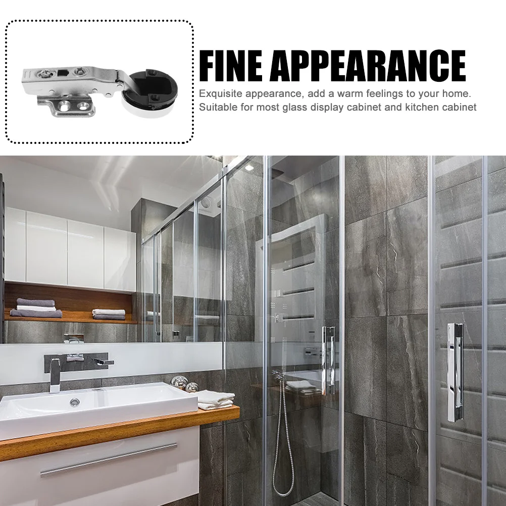 

4Pcs Glass Hinges Damping Cabinet Hinge for Frameless Glass Doors Kitchen Bathroom Office Wardrobe Door Close Strong