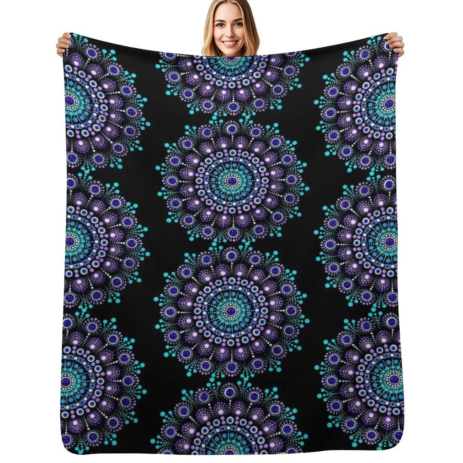 

Purple and Blue Mandala Throw Blanket For Decorative Sofa Bed covers Blankets