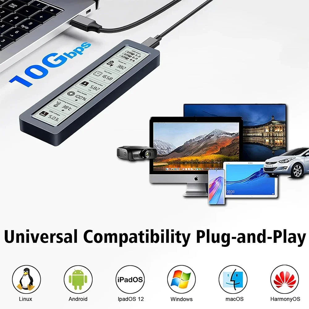 Intelligent digital hard drive enclosure M2 with display screen SATA/NVME/NGFF single protocol solid-state drive digital large