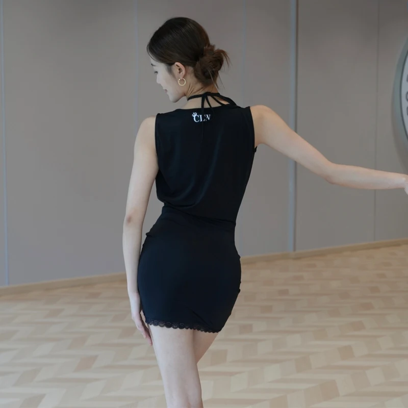 Robe de danse latine à col pivotant pour femmes, vêtements de concours de danse de salle de bal pour adultes, vêtements de Performance Rumba Samba SL13488