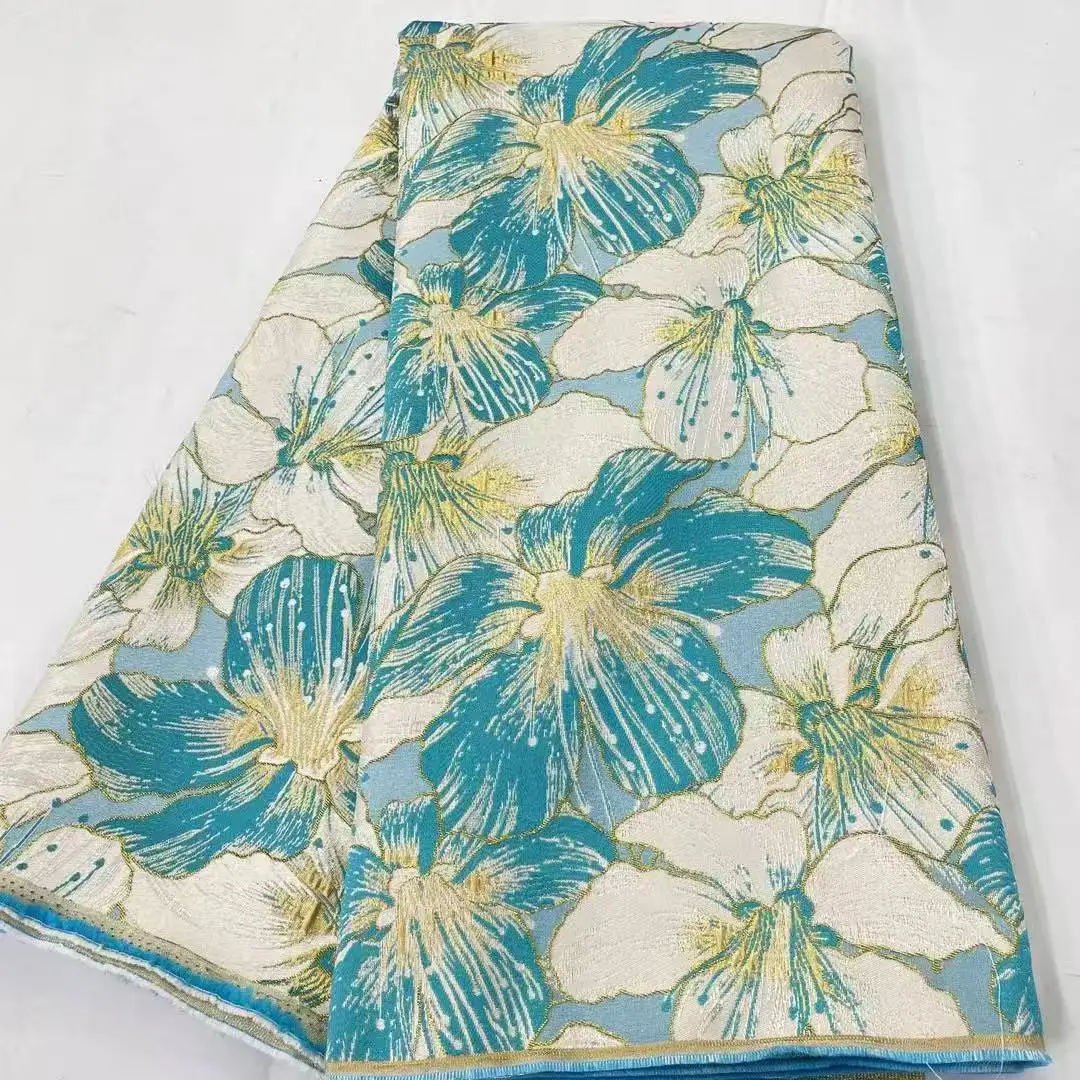 

2025 африканский нигерийский тюль, кружевная ткань, органза, вышивка, высокое качество, парчовый жаккард, 5 ярдов для вечернего платья, YXZ149