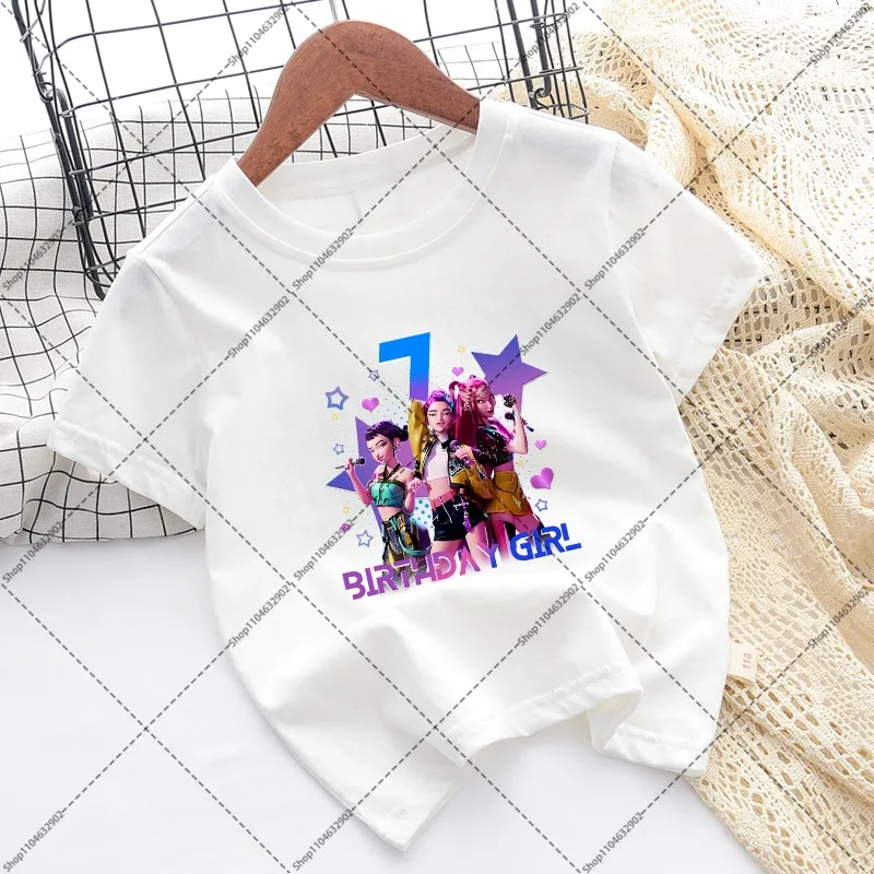 Kpop 악마 사냥꾼 어린이 티셔츠 생일 파티 티셔츠 코튼 반팔 애니메이션 그래픽 프린트 티셔츠 소년 소녀 패션상의
