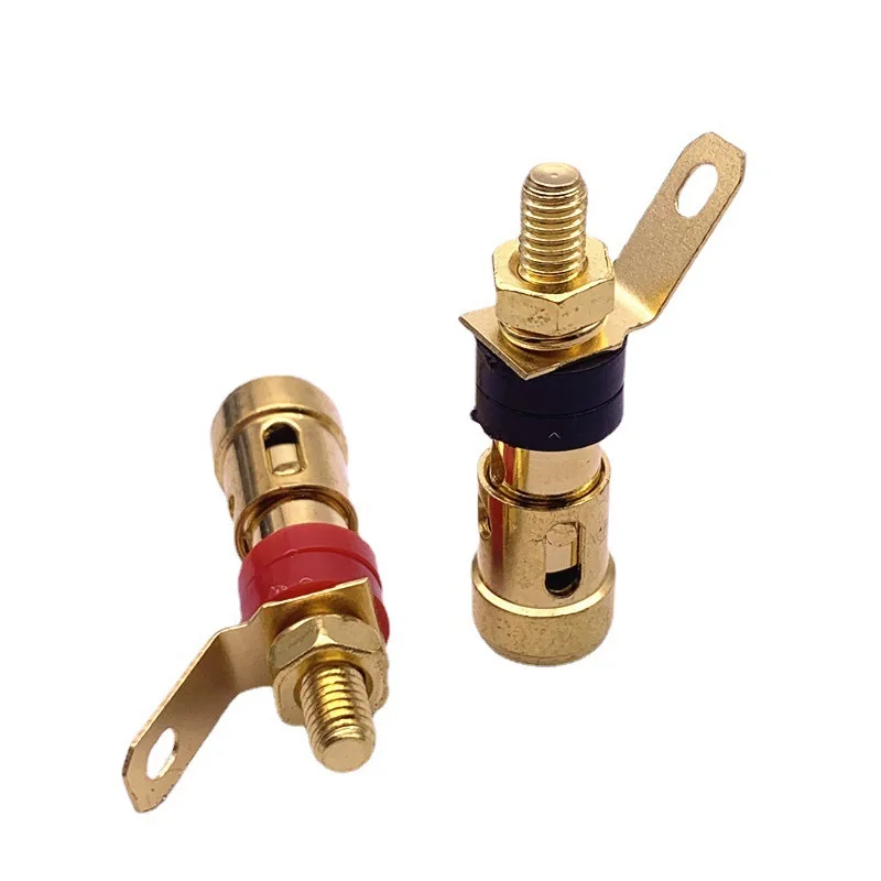 Bent Needle Banana Head L=34mm Copper Rod Gold-plated Press Type Small Terminal Speaker  Power Amplifier Self-locking Socket A3