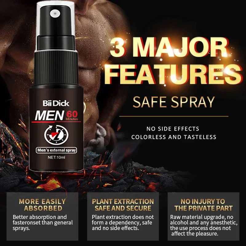 Bii Dick Spray retardante sexual para hombres, productos duraderos para hombres grandes, eyaculación precoz, prolonga 60 minutos, aceites para agrandar el pene