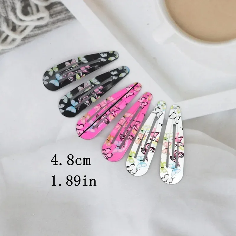 10-100Pcs Cute Colorful Waterdrop Alloy Hairpin Girls Snap Hair Clips For Kids Print Bb Hairgripe Headwear Baby Hair Accessories