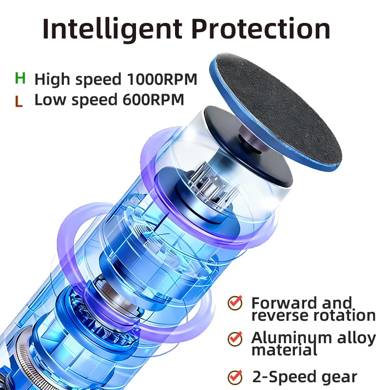 Blue electric foot Grinder wtih 30PCS Replacement Pads 2 Adjustable Speeds, Electric Callus Remover Pedicure File, With Gift Box