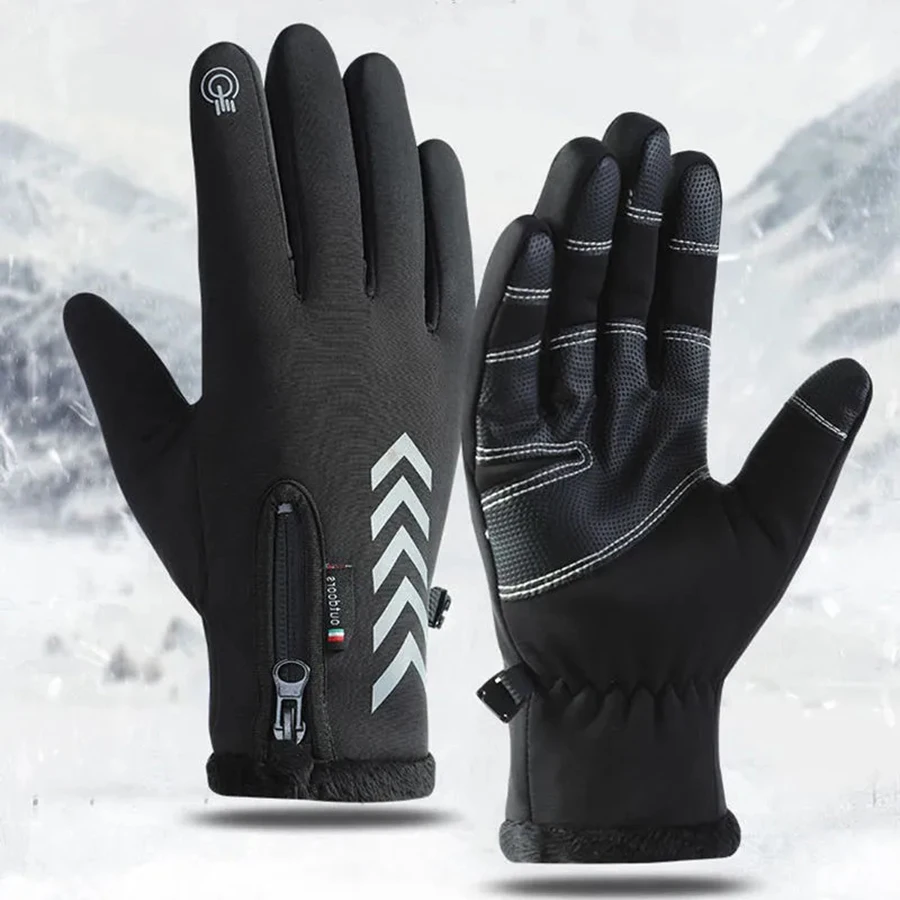 Gants de cyclisme pour la chaleur, le ski d'hiver, le cyclisme froid et imperméable pour hommes et femmes, sports de plein air, couverture rabattable coupe-vent, e