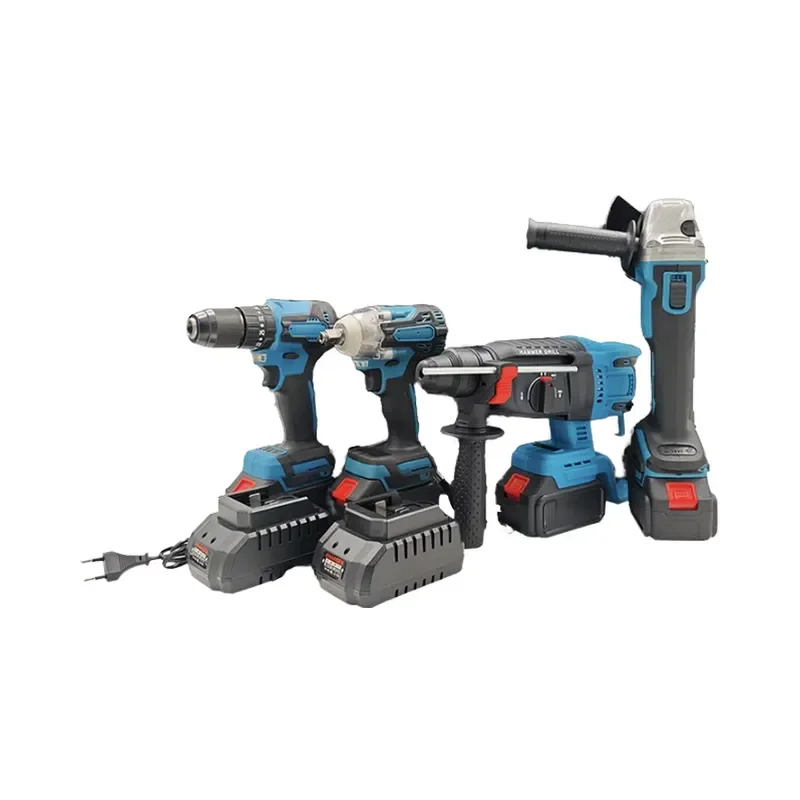 Wholesale Cordless 4-Tool Set Multi-Function Impact Wrench Combo Kit Industrial Power Tools Drill 21V Li-ion Battery 1/2in