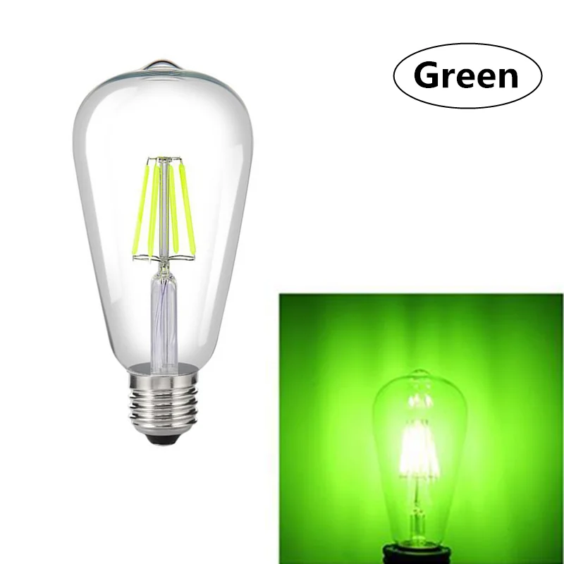 LED Edison Filament Bulbs Lights ST64 Dimmer E27 4W Dimmable 220V Red Green Yellow Warm White Pink 360 Degree Energy Lamps