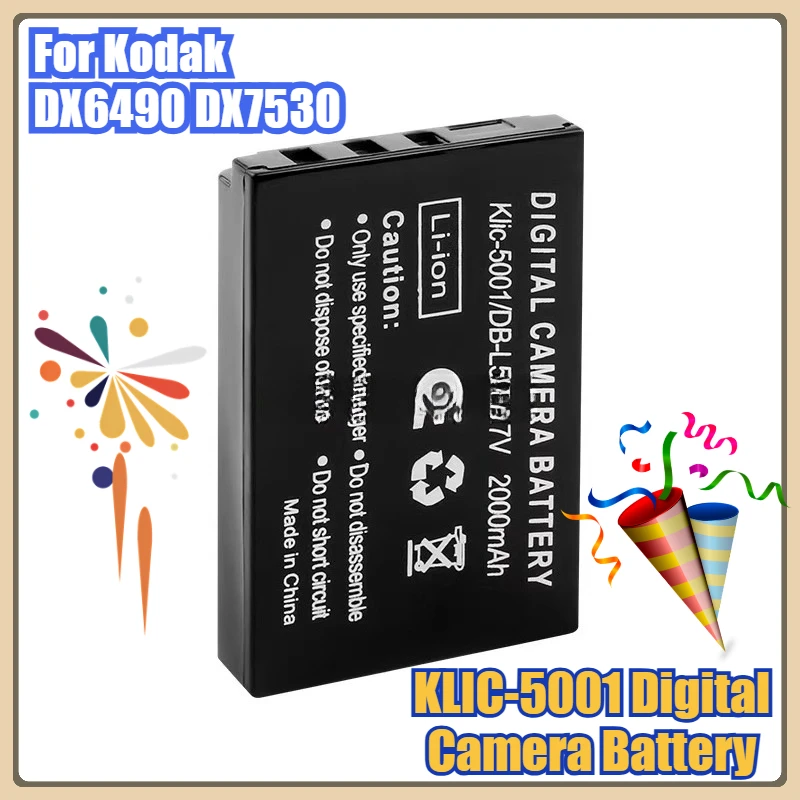 Batteria per fotocamera digitale KLIC-5001 3,7 V 2000 mAh per Kodak DX6490 DX7530