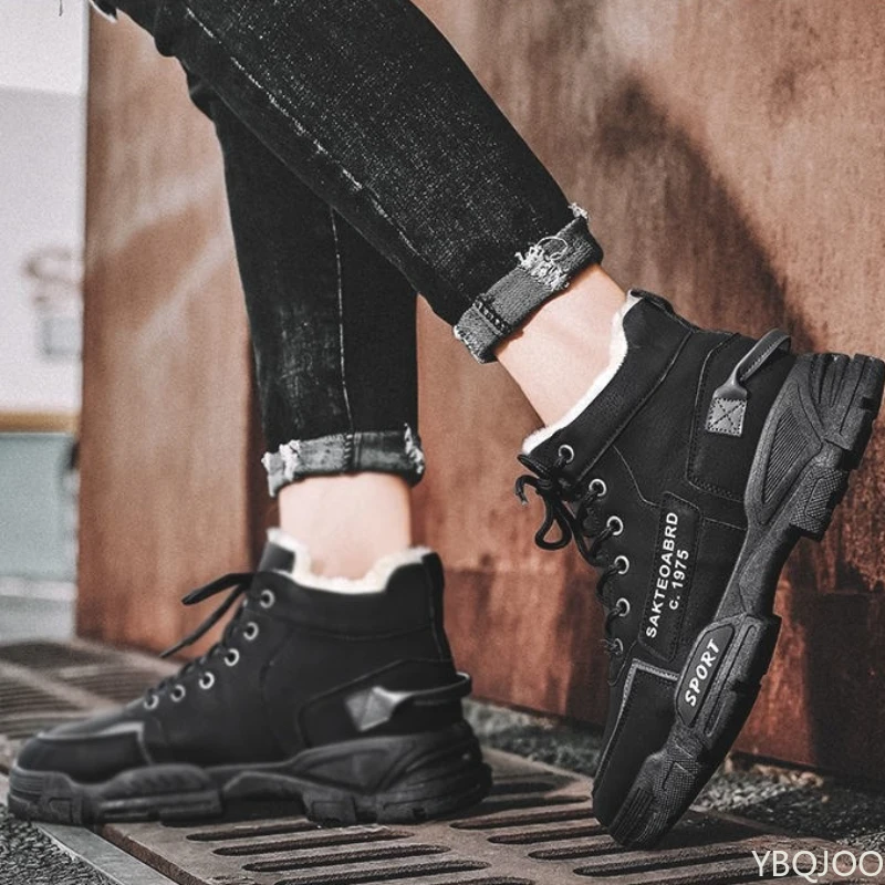 Fashionable versatile workwear high top men's shoes autumn winter new items men's cotton shoes warm casual anti slip snow boots view 6