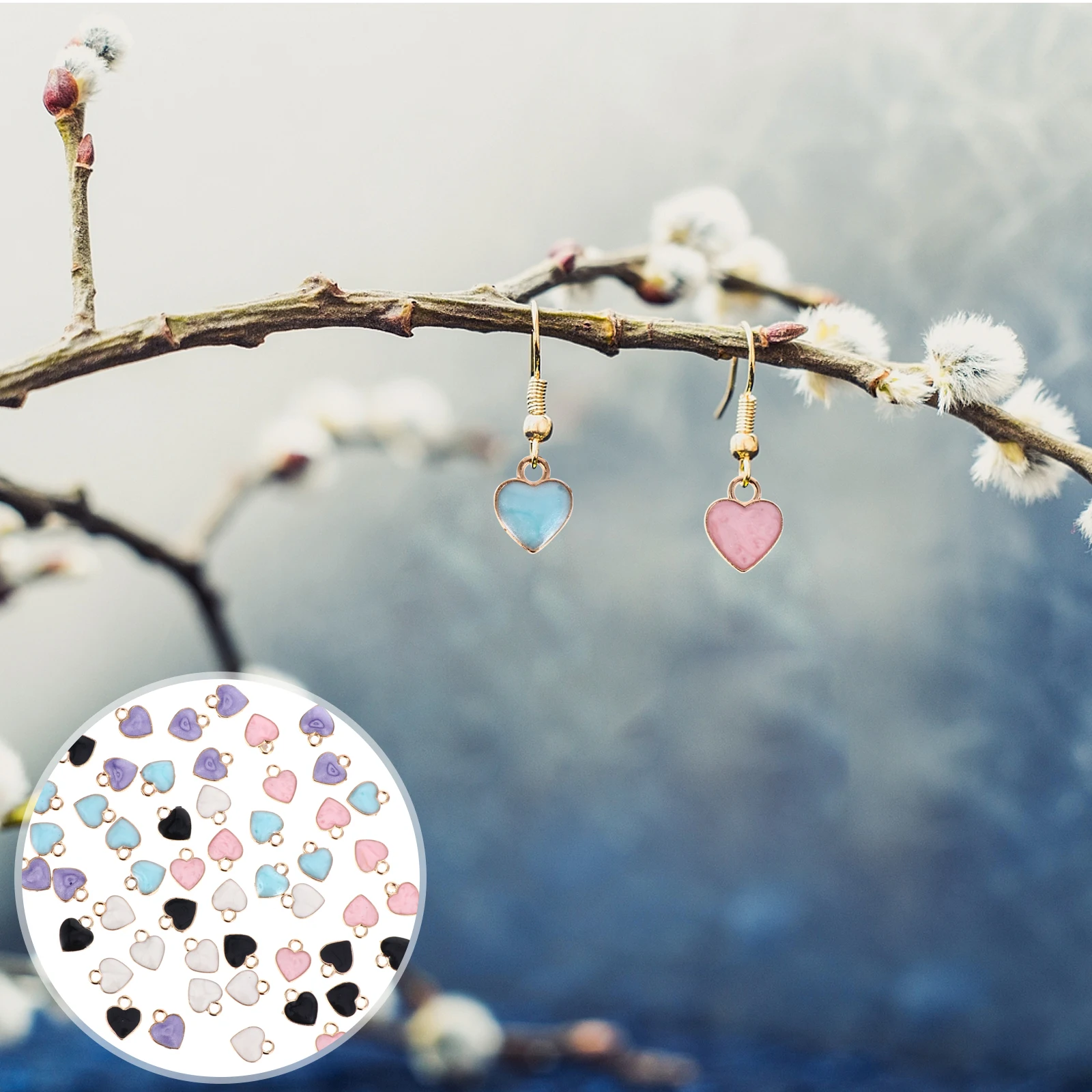 

50 Pcs Heart Pendant Charms Jewelry Making Accessory Decorations Alloy DIY Crafts Bracelet