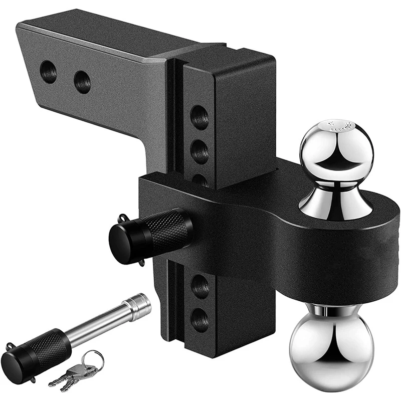 Adjustable Trailer Truck Drop Hitch Fits 2 Inch Receiver 6 Inch Drop Dual Ball Mount 2