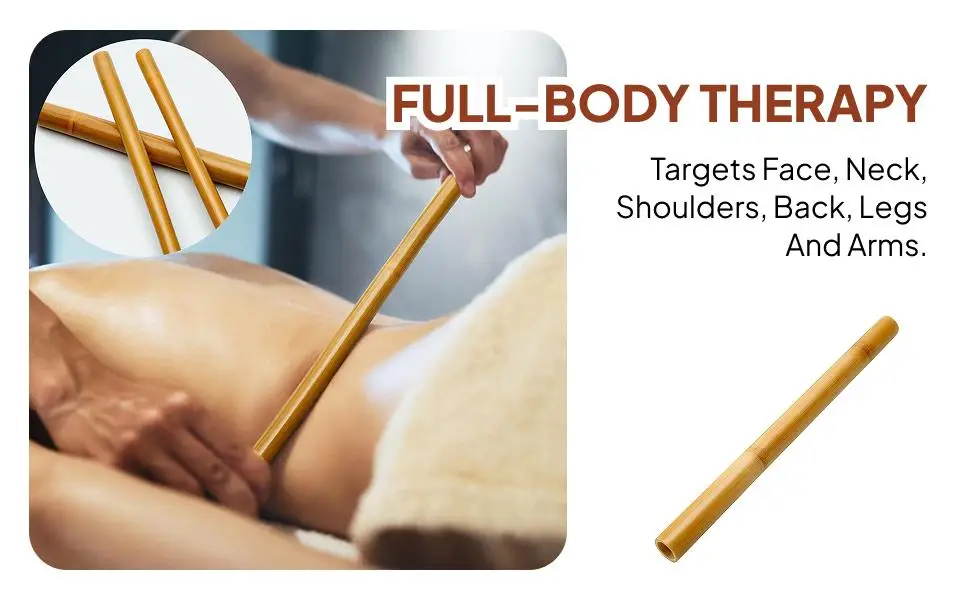 Bamboo Gua Sha Scraping Massage Stick Manual Wood Massager Tool for Full Body Neck Back Legs Portable Therapy
