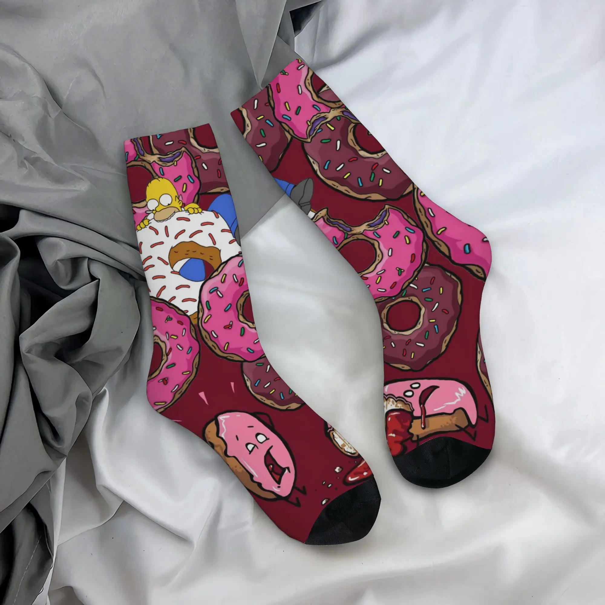 Winter Warm Casual Women Men Cartoon S-Simpsons Socks  Sweat Absorbing Middle Tube Socks