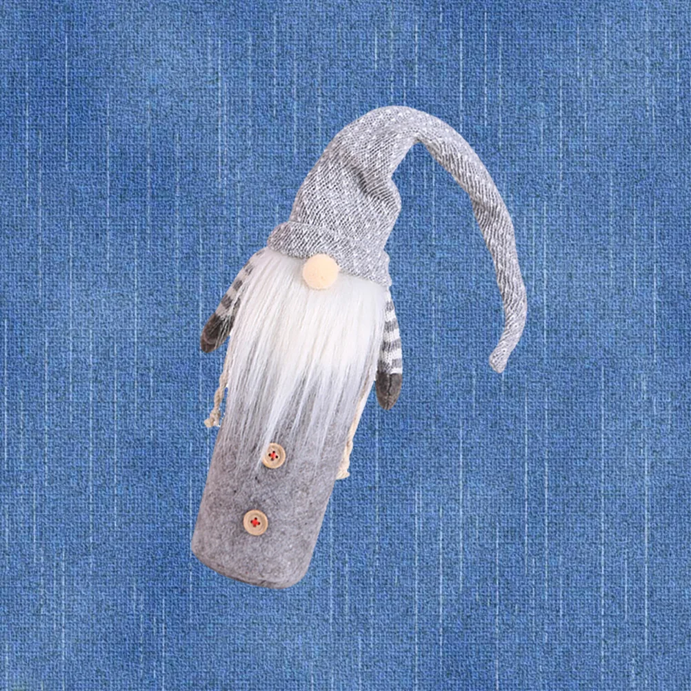 

2Pcs Man Wine Bottle Cover Red Gray Holiday Wine Bag Party Table Decoration Bottle Cover Decor