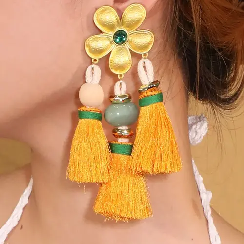 KpacoTa Soutache 귀걸이 긴 술 에스닉 Boho 새로운 패션 쥬얼리 여성 귀걸이, 수제 액세서리 드롭 귀걸이 소녀 선물 