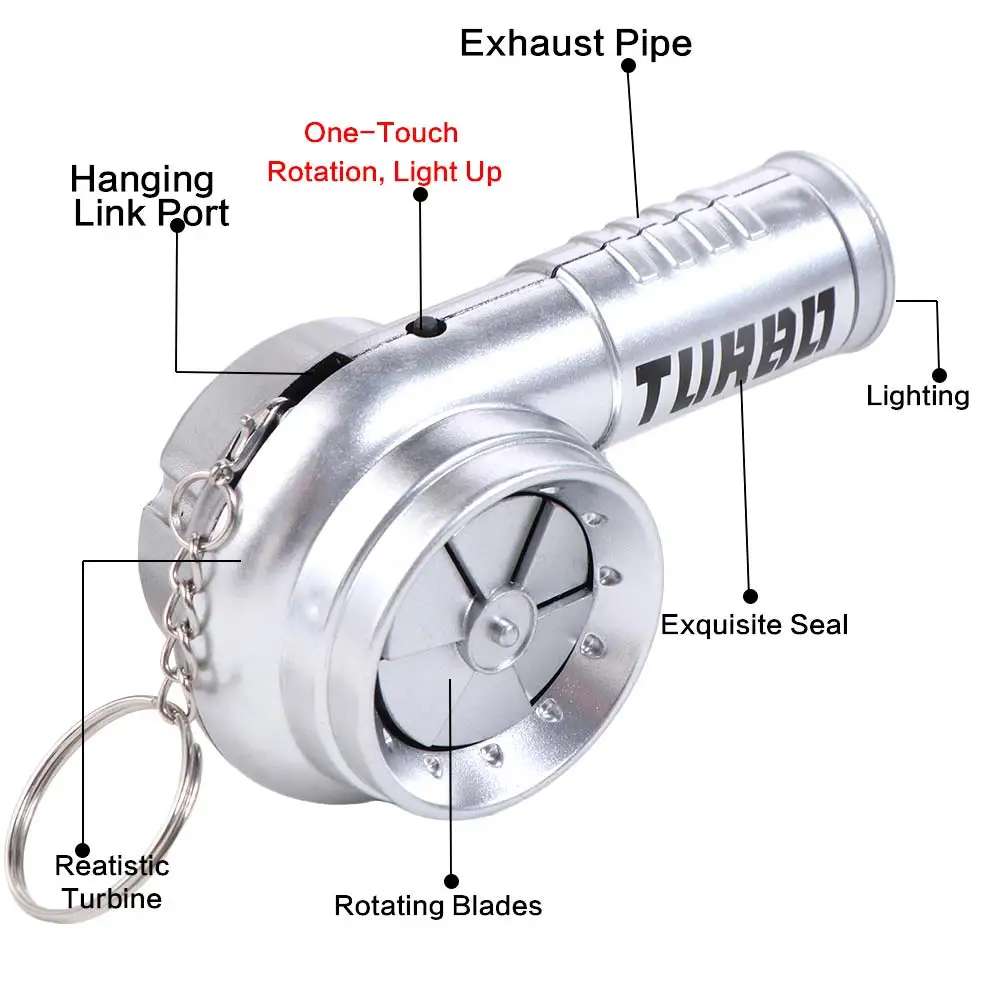 With Sound Turbo Key Chain Light Torch Car Keyring Turbocharging Pendant Spinning Plastic Simulation Turbo Christma Gifts